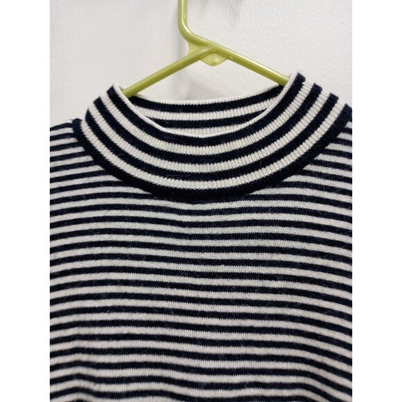 Madewell Womens Wool Blend Sweater Small Black White Mock Neck Pullover Preppy - Picture 2 of 8
